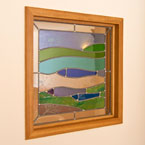 Bespoke stainded glass and oak feature window